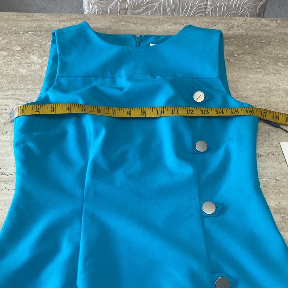 NWT Calvin Klein Elegant Teal Blue Sleeveless Dress, measurements in photos. - Picture 6 of 12